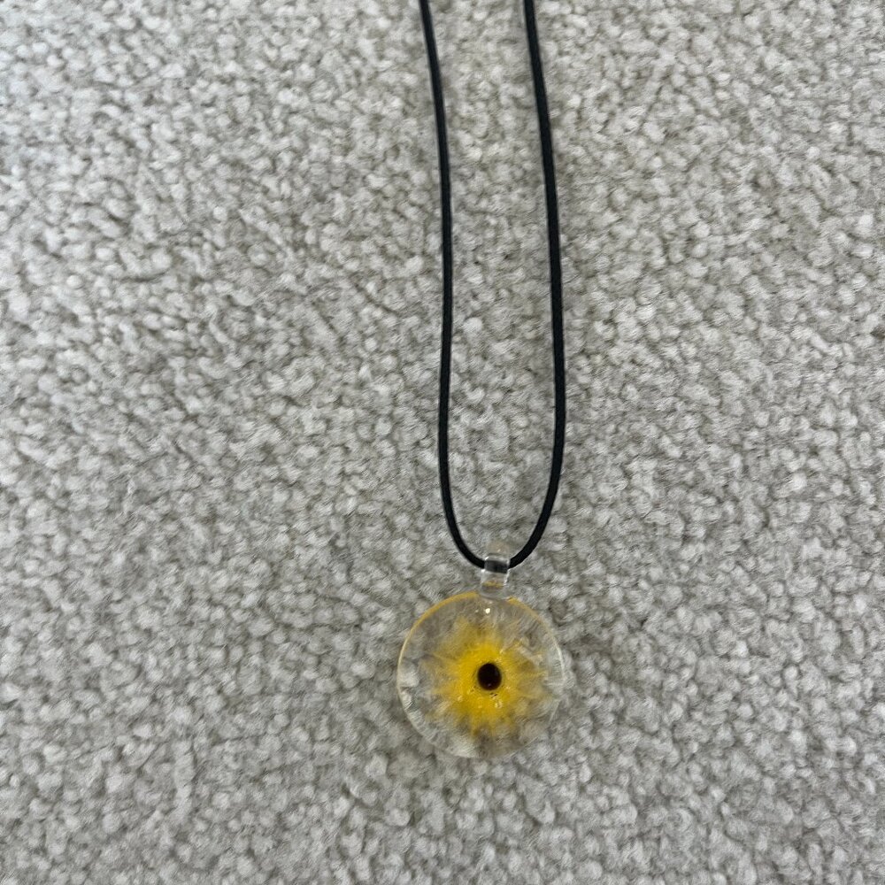 Yellow and Black Flower Necklace